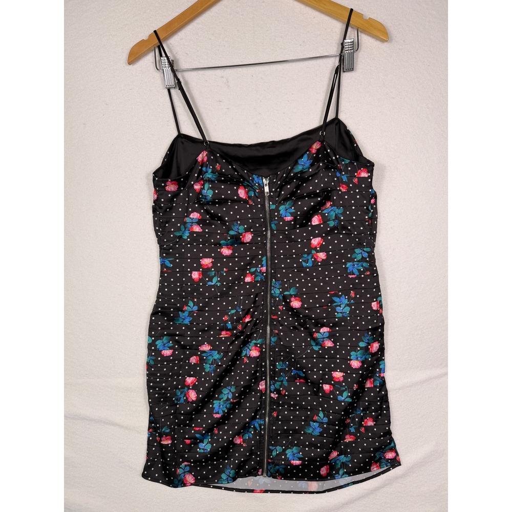For Love & Lemons Posey Dress Women XL Black Floral Polka Dot Pleated Mini NEW - Picture 6 of 13